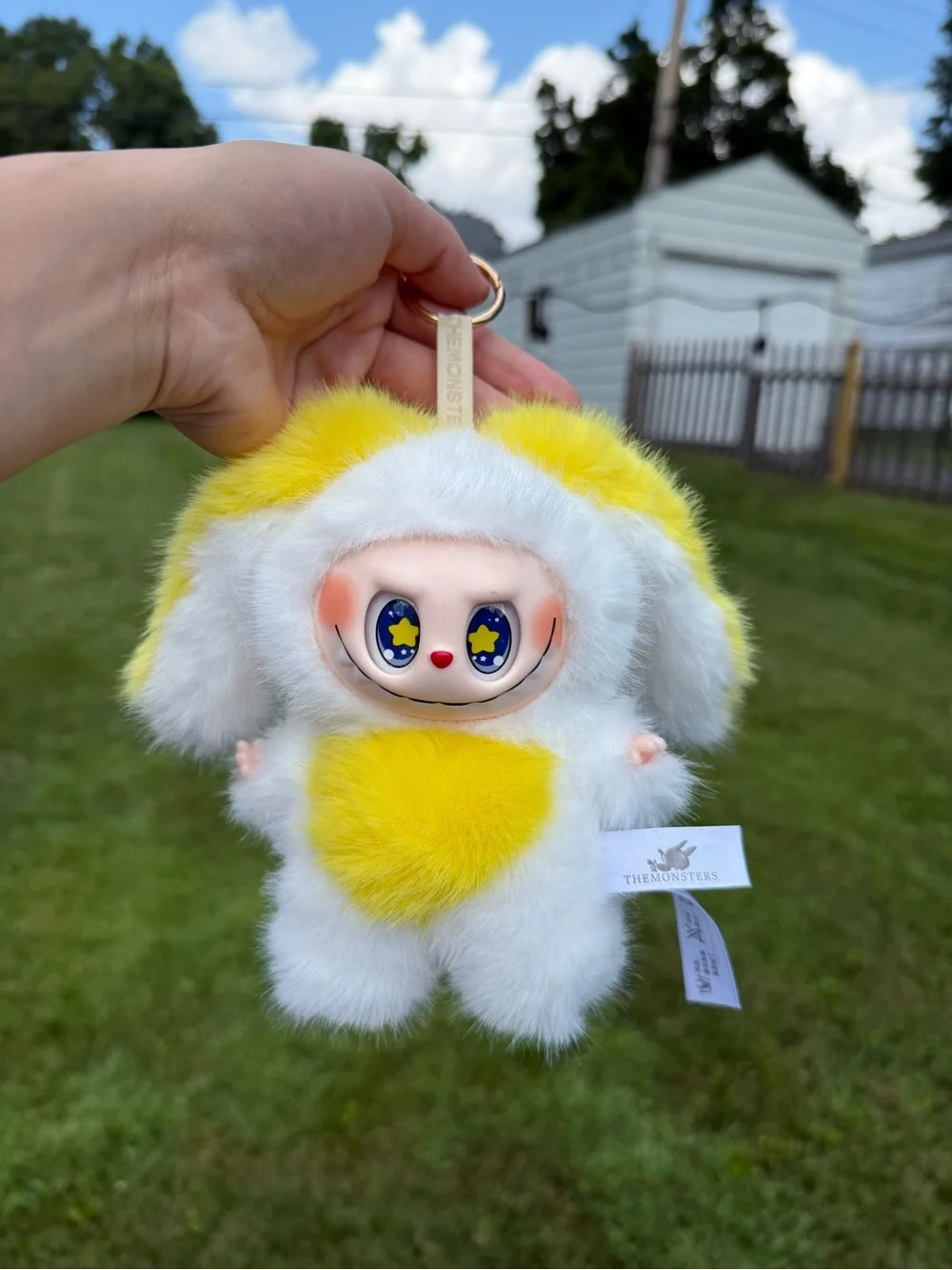 Yellow White Labubu Plush Bunny Toy-Stuffed Animal Collectible-Not Pop Mart